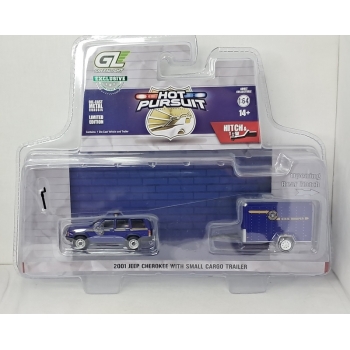 Greenlight 1:64 Jeep Cherokee with Small Cargo Trailer 2021 New York State Police